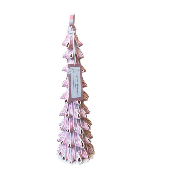 Cupcakes & Cashmere Peppermint Candy Ribbon Taffy Christmas Tree 19in Pink NEW - Picture 9 of 13